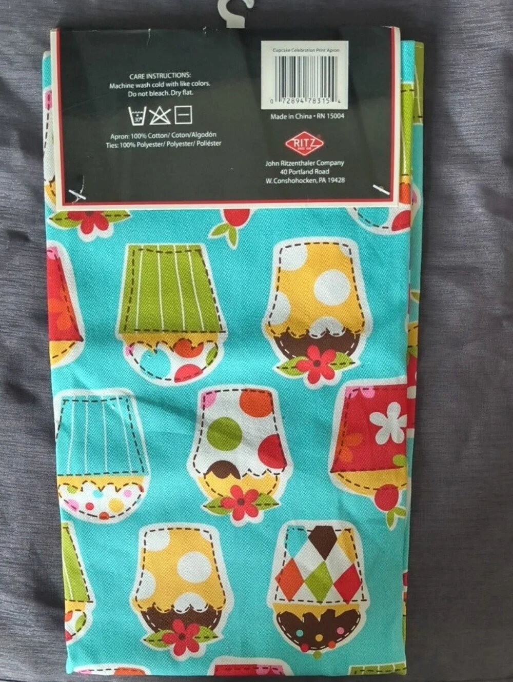 Ritz Fully Self Adjustable Turquoise Cupcake Print Apron